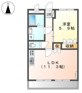カーサ・ベルデB【1階】の間取り