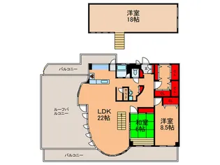 ラシ-ヌ南田辺【5階】の間取り