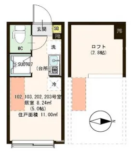 エスタディオ北千住【2階】の間取り