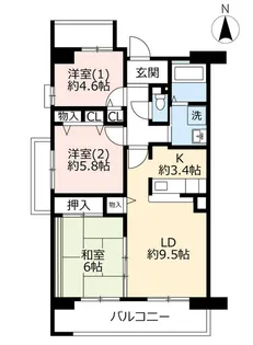URアーバンラフレ虹ヶ丘西【3階】の間取り