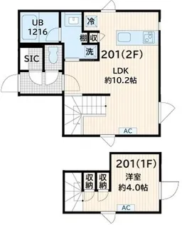 Fullea奥沢【2階】の間取り