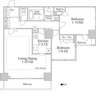 河田町ガーデン クラブフロア【37階】の間取り