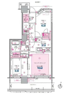 プラウドタワー郡山【7階】の間取り