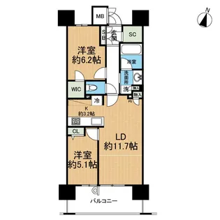 サンメゾン水前寺駅前ゲート【12階】の間取り