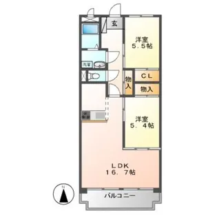 メゾンプチシャトー出口A館【2階】の間取り