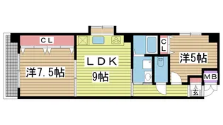 コンフォート筒井【5階】の間取り