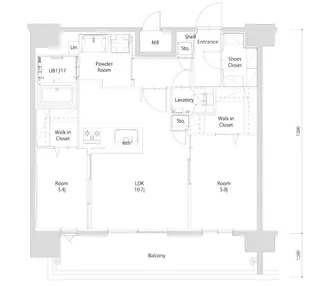 エンクレスト博多PARKSIDE【13階】の間取り
