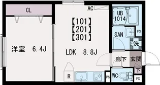 IRIS COURT TX六町【1階】の間取り