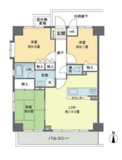 リヴィエルバーグ西大島【3階】の間取り