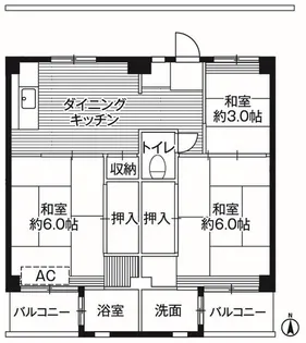 ビレッジハウス向ヶ丘7号棟【3階】の間取り