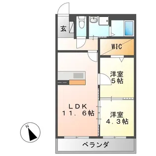 ザ・フィールズ坂本II【1階】の間取り