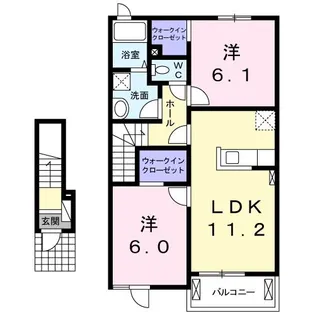 アンソレイエ【2階】の間取り