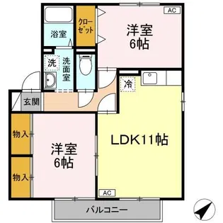 プリムローズIII C棟【1階】の間取り