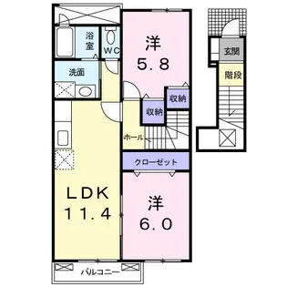 徳島県阿南市那賀川町中島【アパート】の間取り