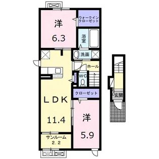 ラグジュアリーハウス ベベ【2階】の間取り