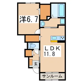 パルテール アイ・II【1階】の間取り