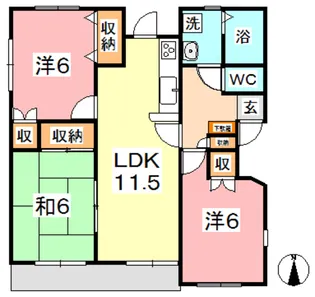 アサヒコーポ IIC【2階】の間取り