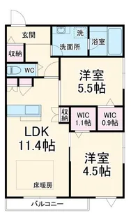 クレスコート岸町【3階】の間取り