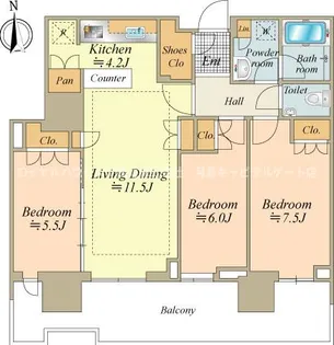 HARUMI FLAG SUN VILLAGE T棟【27階】の間取り