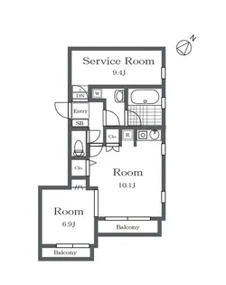 バティール喜多見【3階】の間取り