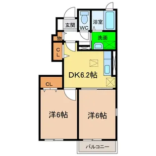 2DKの間取り画像