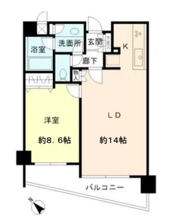 ヒューリック目黒三田【6階】の間取り