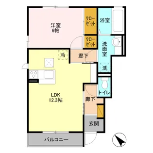 D-ROOM ブランドール C 105【1階】の間取り