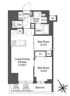 BluRock後楽園(旧クレヴィアリグゼ文京後楽園)【6階】の間取り