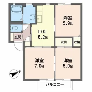 ディアスオーバ【2階】の間取り