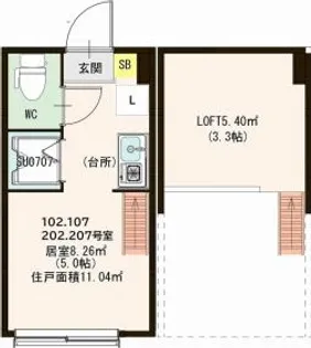 ハーモニーテラス大井II【1階】の間取り