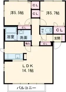 グリーンハウスLatte B【2階】の間取り