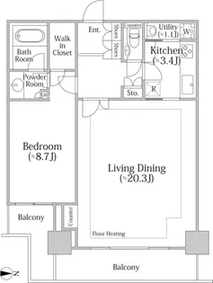 河田町ガーデン クラブフロア【36階】の間取り