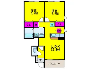 ソルシェ-ル熊取II番館【1階】の間取り