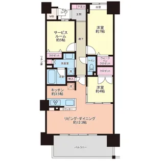 パークナード牛田本町ウエストウイング【13階】の間取り
