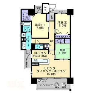アルファステイツ西の土居【6階】の間取り