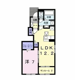 サンヴィレッジB【1階】の間取り