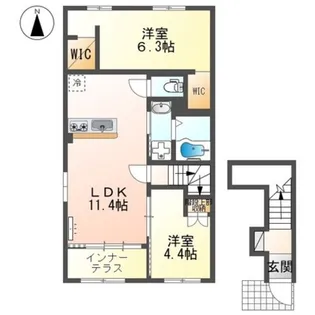 (仮称)松原市丹南新築アパートII期【2階】の間取り