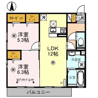 オークリーフ三郷 A棟【1階】の間取り