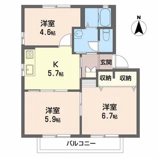 ハイマート本城 C【1階】の間取り