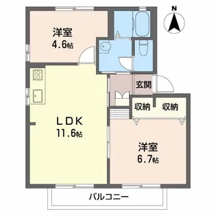 ハイマート本城C【1階】の間取り