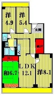 サンライトパストラル五番街C棟【8階】の間取り