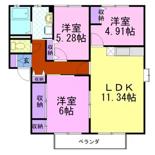 パインソシア B【1階】の間取り