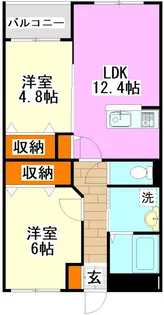 グランドゥール立岩 二番館【5階】の間取り