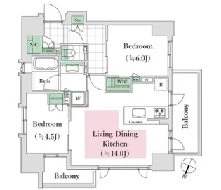 シティハウス南品川【2階】の間取り