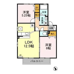 ディアコート B【1階】の間取り