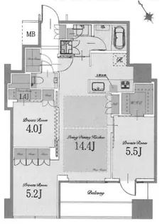 東京都中野区中野3【マンション】の間取り