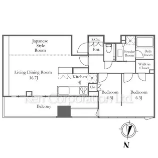 プラウドタワー立川【30階】の間取り