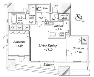 ローレルアイ恵比寿ピアース【14階】の間取り