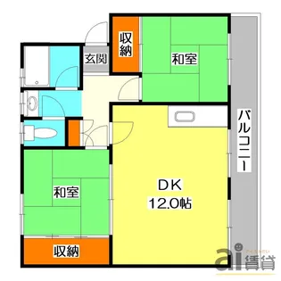 所沢山口団地 6号棟【4階】の間取り