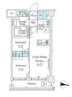 J.GRAN Court 品川西大井WEST【5階】の間取り